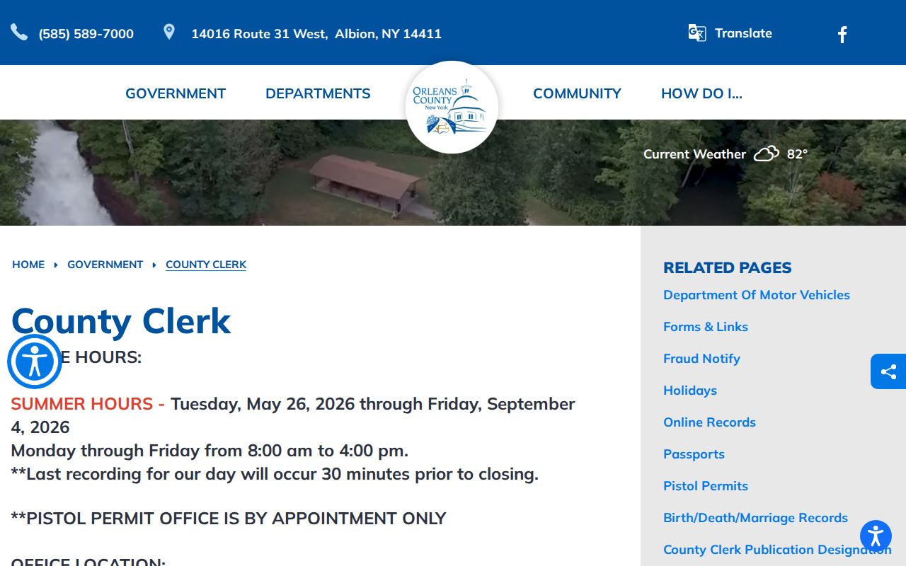 Orleans County criminal court archive clerk page