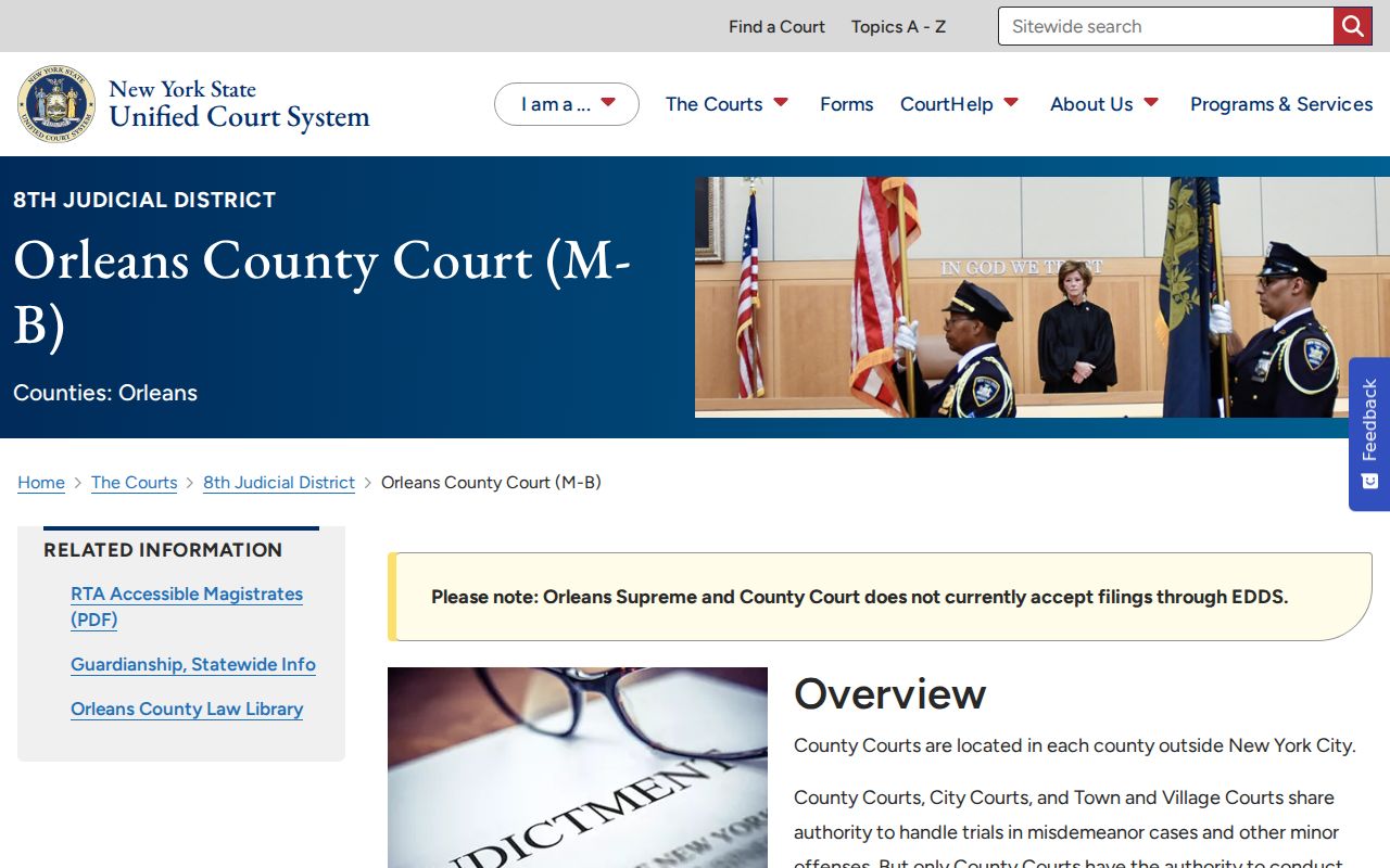 Orleans County criminal court records official court page