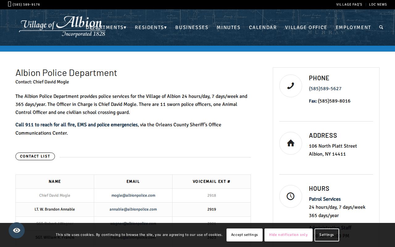 Official Albion Police Department records webpage