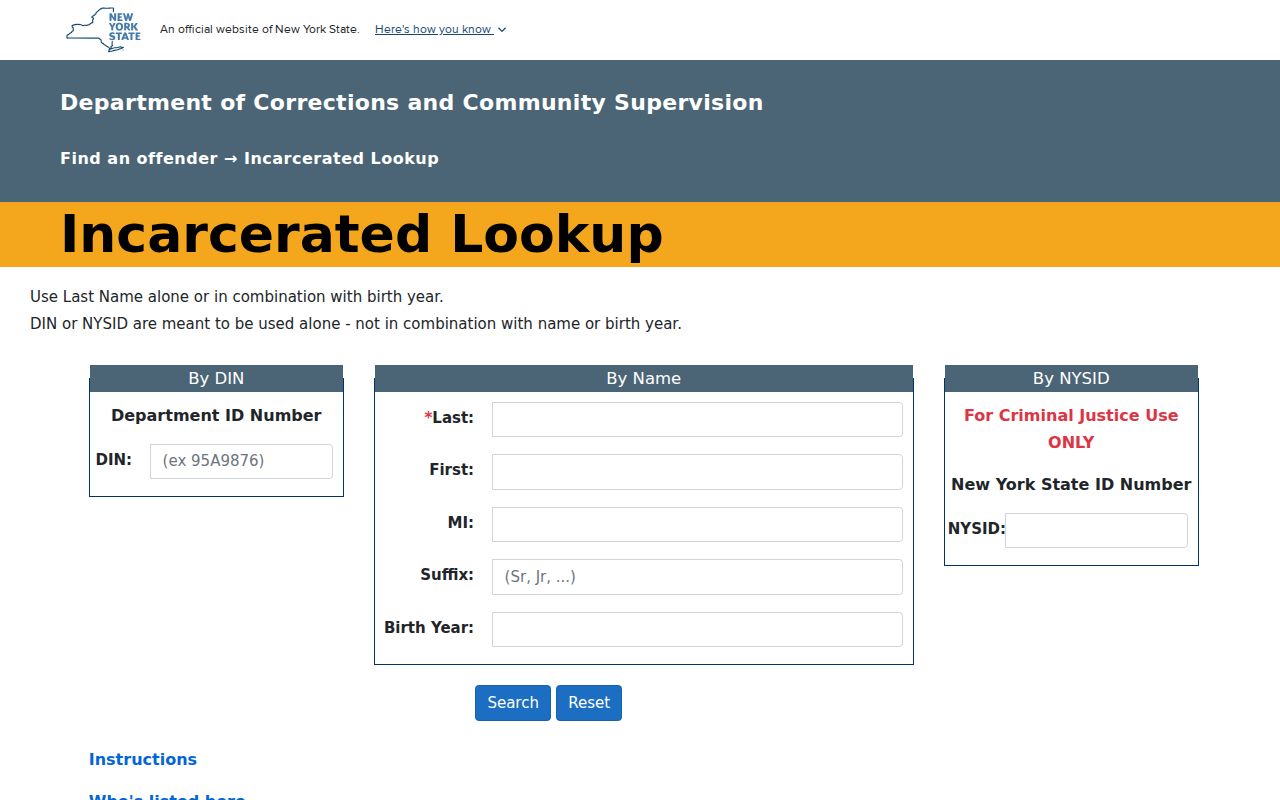DOCCS Incarcerated Lookup for New York state custody after an Orleans County case