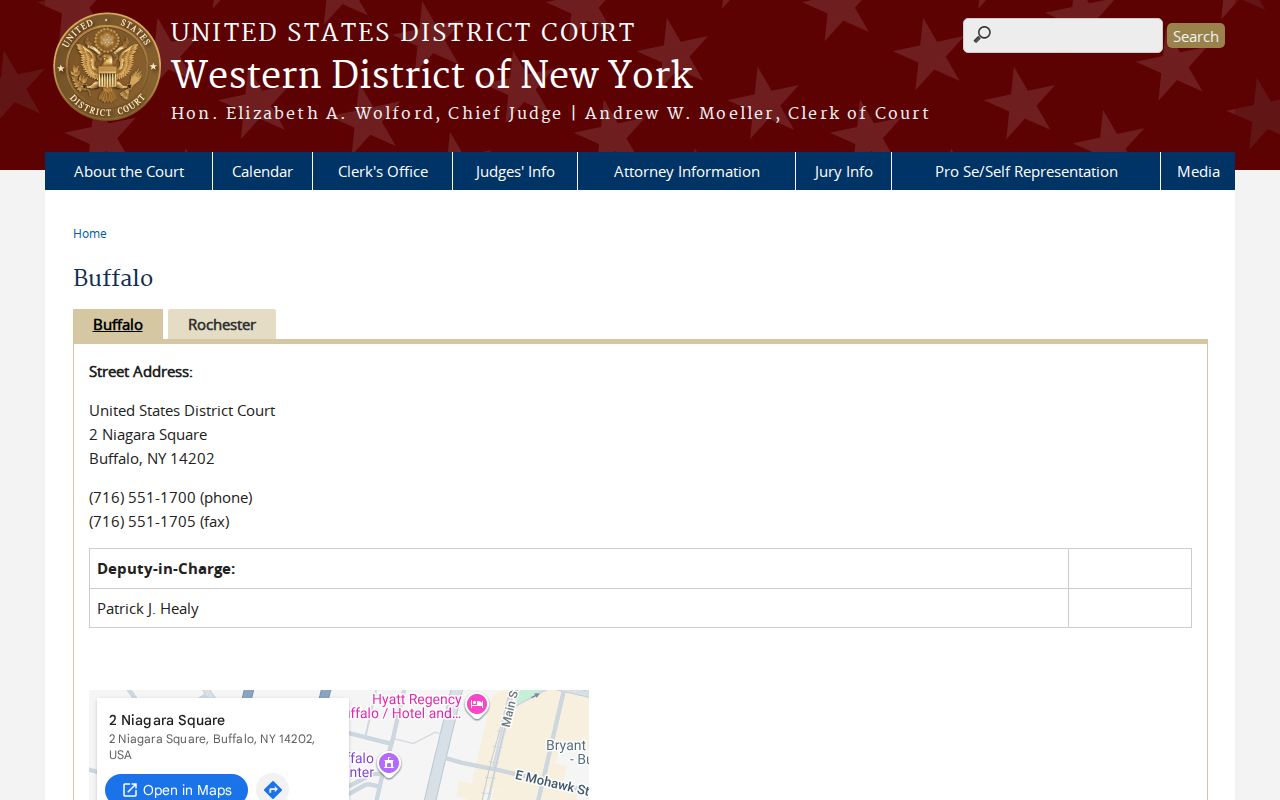 Western District of New York federal courthouse information serving Holley