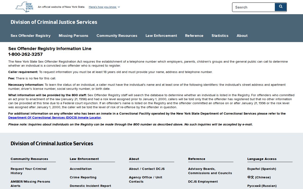 Orleans County sex offender registry telephone search instructions
