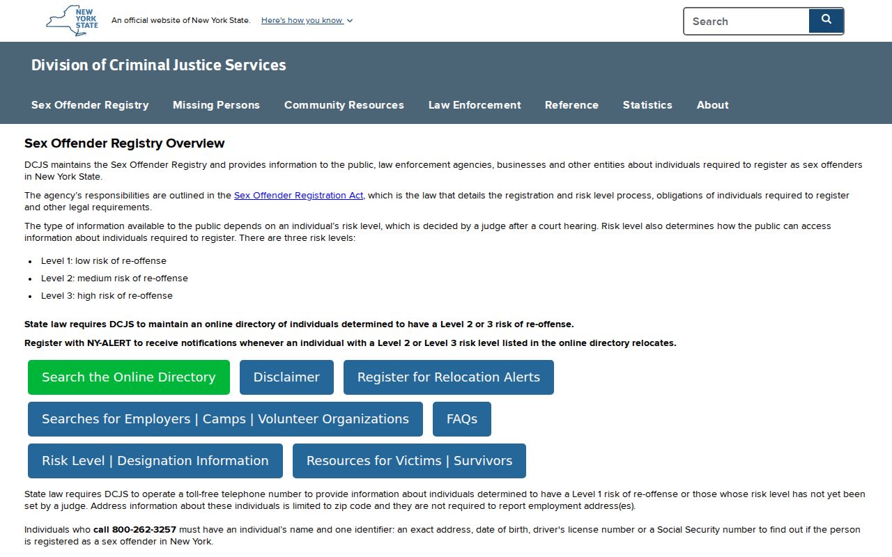 Orleans County sex offender registry information from DCJS